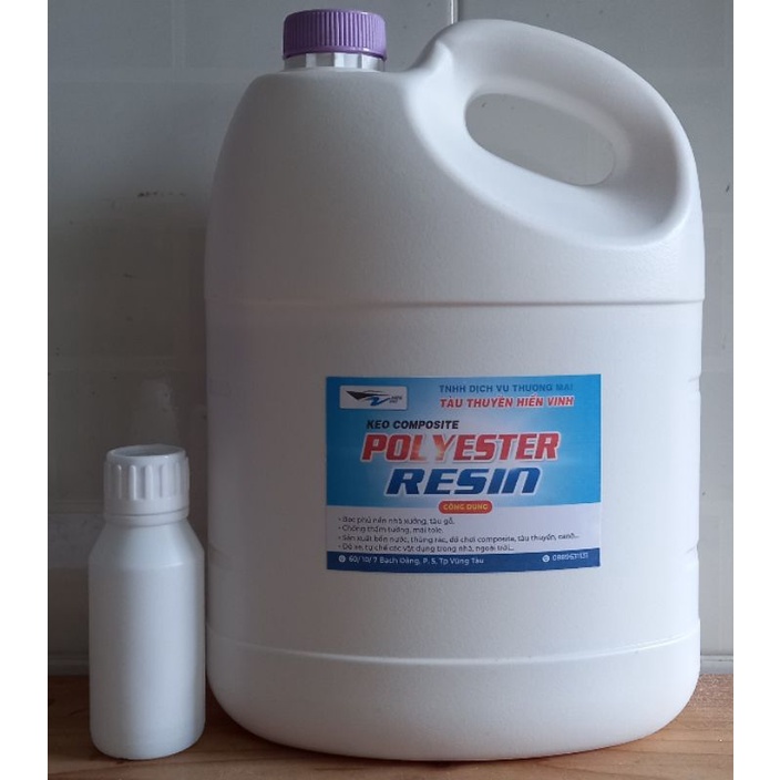 Keo composite (nhựa polyester) - 5 kg + 50 cc xúc tác + 1 xi lanh pha keo