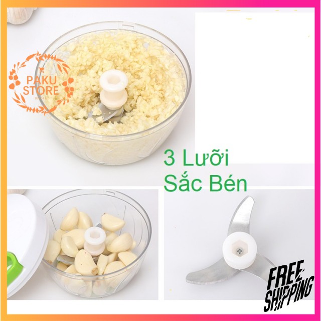 [ BA LƯỠI ] Máy Xay Mini Kéo Tay Mini Food Chopper , Xay Nhuyễn, Tỏi, Ớt, Hành, Gia Vị