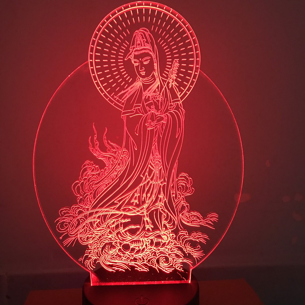 Đèn thờ led 16 màu Hình Phật Quan Âm 403, thờ Phật, trang trí, quà tặng,thiết kế và khắc hình kích thước theo yêu cầu