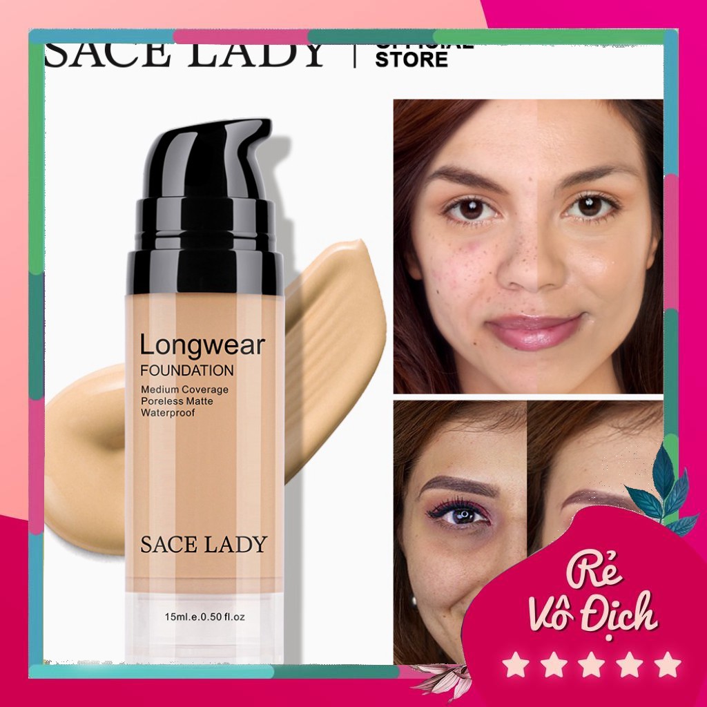 ( HOT NEW ) Set kem lót trang điểm + kem nền dạng lỏng SACE LADY kèm mút xốp chất lượng cao b225 | BigBuy360 - bigbuy360.vn
