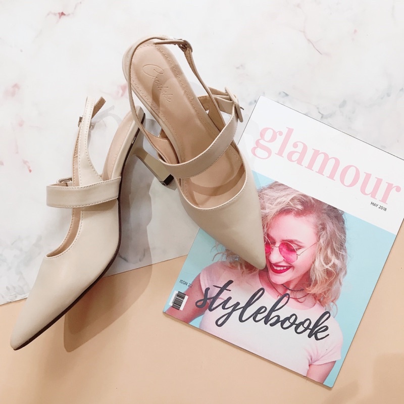 Giày cao gót nữ quai sau dáng slingback gót nhọn 7cm siêu xinh