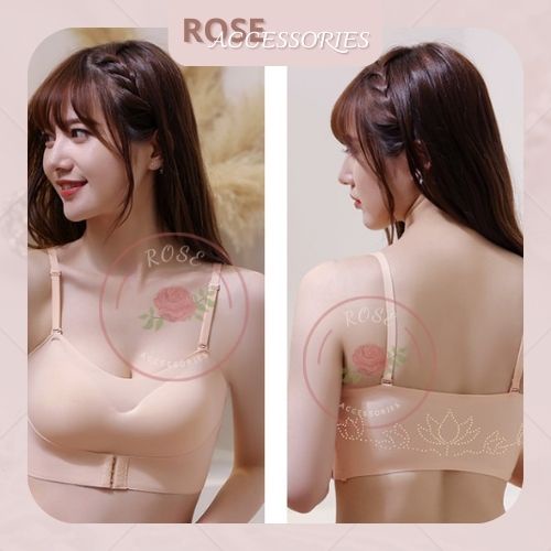 Áo lót nâng ngực Hoa Sen cài trước chất lụa băng cao cấp Rose Accessories A03