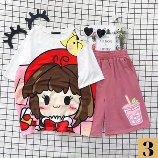 Sét Bộ Đùi 3D Cartoon Nhiều Hình  Dễ Thương , Áo + Quần Đùi Vải Thun Coton Mát Mẻ Freesize [ Ảnh Thật ]