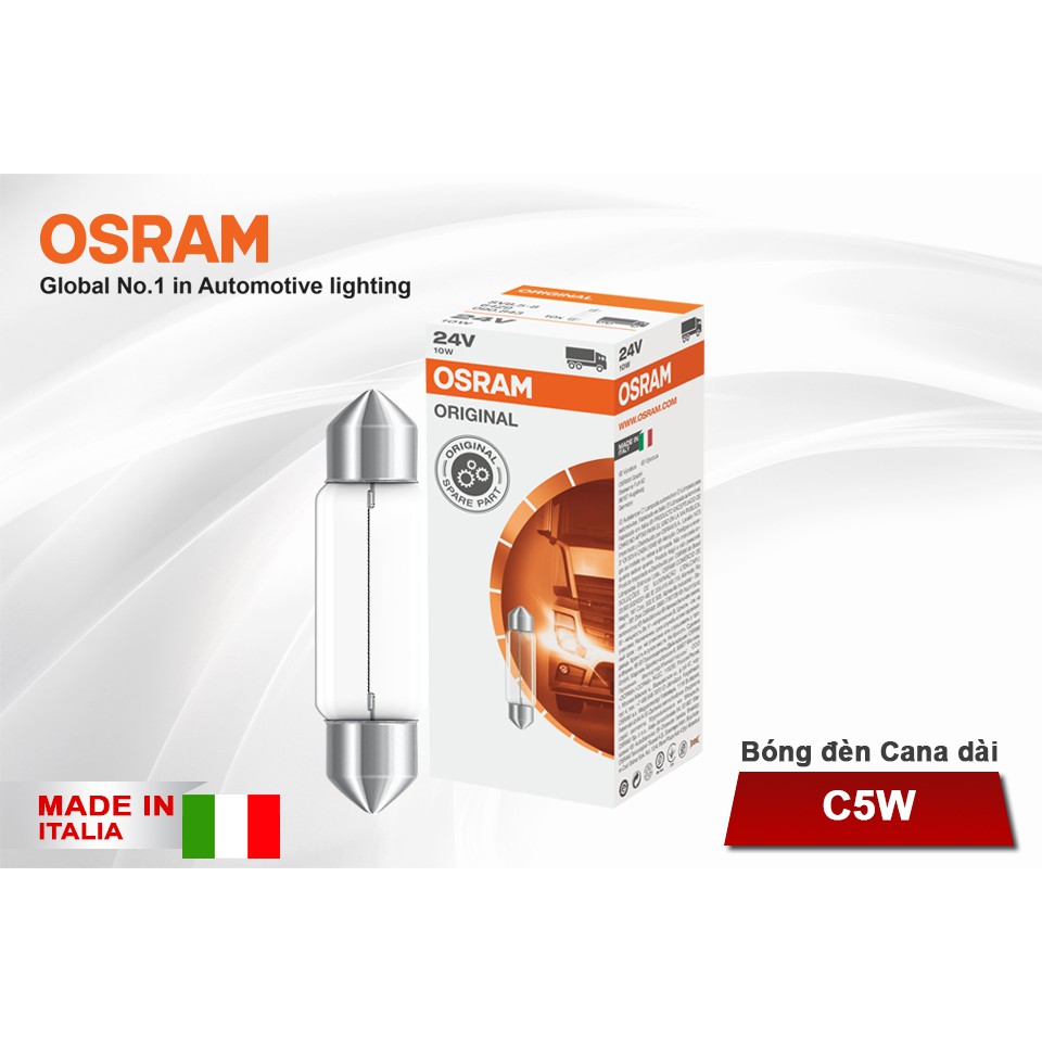 Combo 10 Bóng Đèn Cana Dài OSRAM Original C5W 24V 10W - Nhập Khẩu Chính Hãng