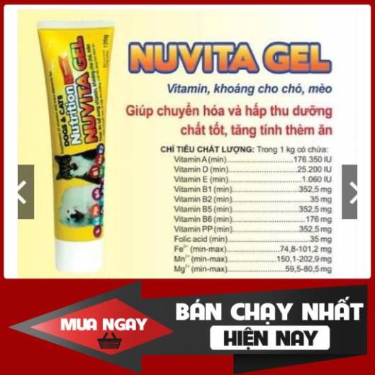 [❌GIÁ SỈ❌] GEL THỨC ĂN BỔ SUNG VITAMIN VÀ KHOÁNG CHO CHÓ MÈO 120G NUVITA GEL ❤️