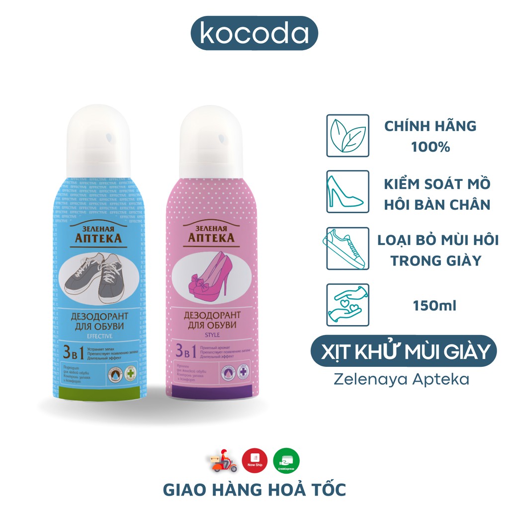 Xịt khử mùi giày nam, nữ 3 in 1 Zelenaya Apteka Style Effective 150ml - KOCODA