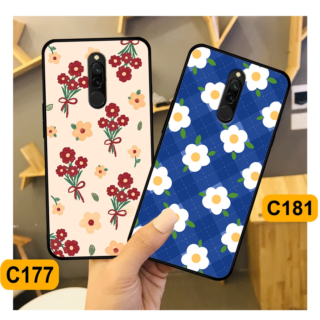 Ốp Xiaomi Redmi 8 in hình hoa cỏ nhẹ nhàng,họa tiết caro xinh xắn.ốp lưng chống sốc