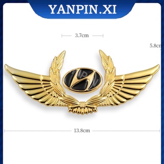 Phụ kiện trang trí xe hơi hyundai hình đôi cánh 3d bằng kim loại