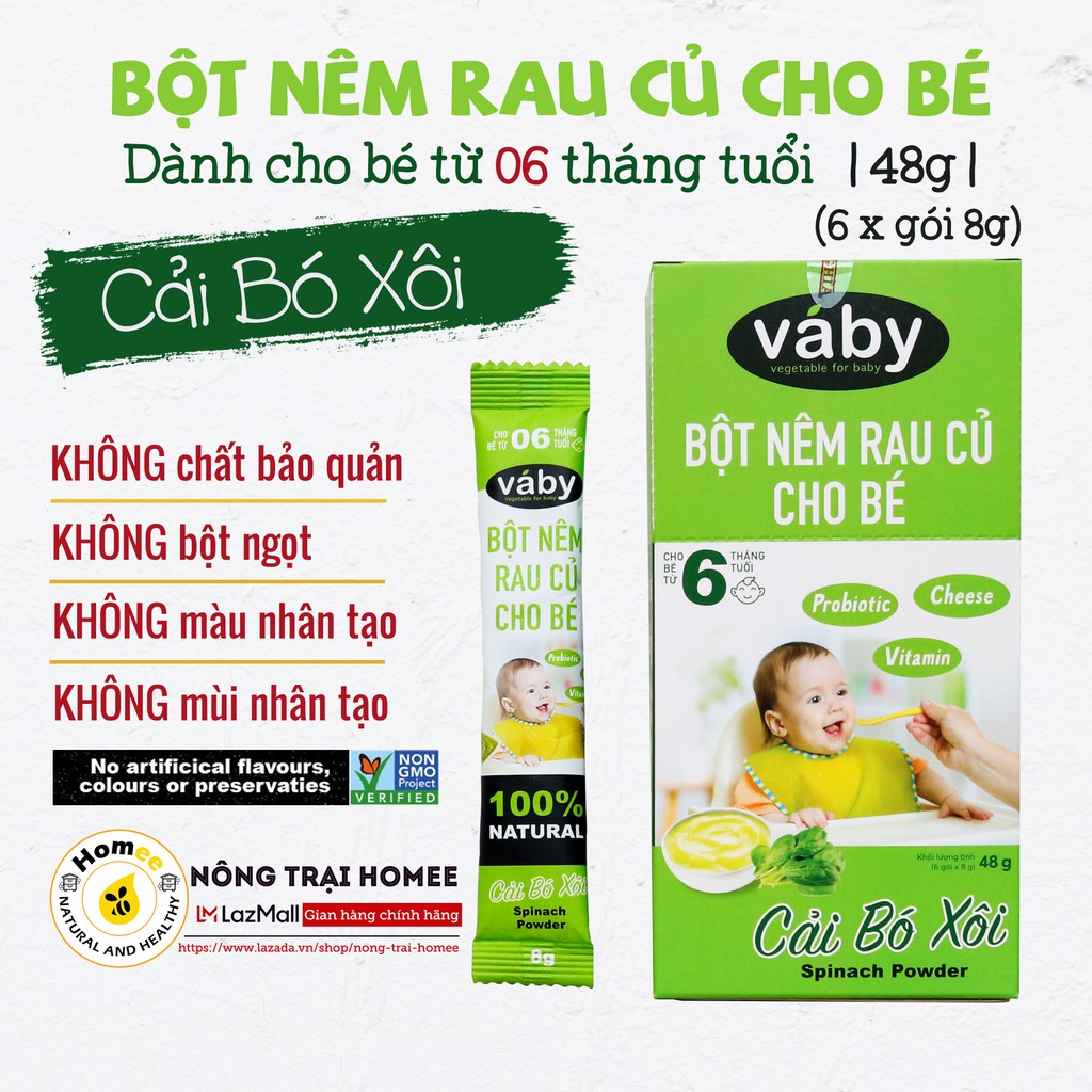 Bột nêm Bí Đỏ &amp; Phô Mai dành cho bé ăn dặm VABY Hộp 48g (6 x gói 8g) - Gia vị nêm và rắc dành cho bé từ 6 tháng