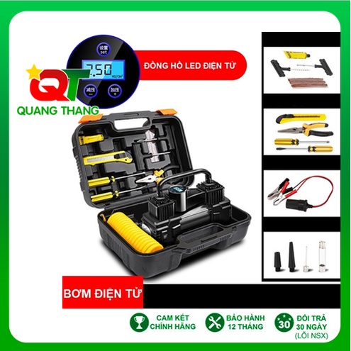 Bơm ô tô 2 xi lanh công suất lớn Bảo Hành 6 Tháng- Đồng hồ điện tử tự ngắt