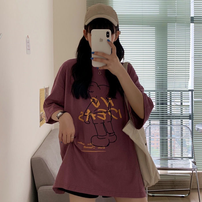 Áo Thun 100% Cotton Dáng Rộng Thời Trang Mùa Hè Hàn Quốc Mới
