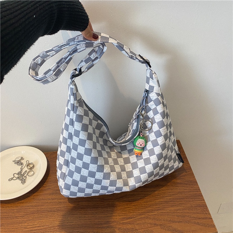 Túi Xách Đeo Vai / Kẹp Nách Cỡ Lớn Họa Tiết Sọc Caro Thời Trang Cho Nữ