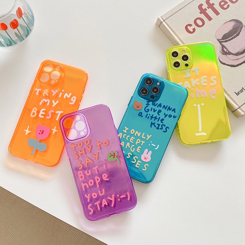Ốp lưng cho iphone 11 pro màu dạ quang in chữ tiếng anh siêu đẹp