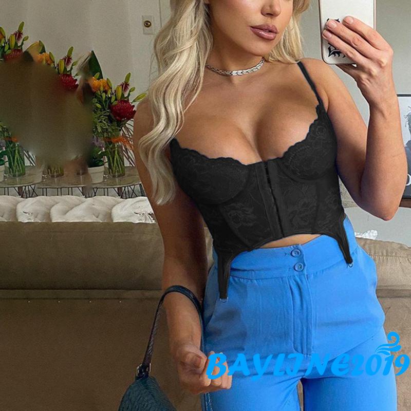 Áo Hai Dây Cổ Chữ V Phối Ren Gợi Cảm Cho Nữ