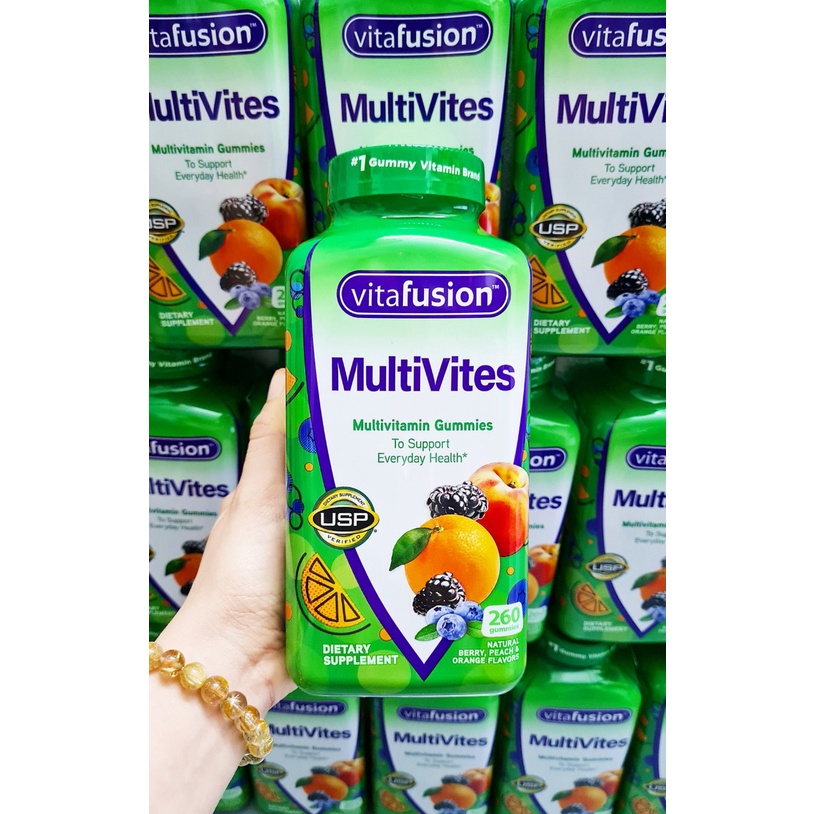 Kẹo dẻo Vitafusion Multivitamin Gummies Multivites chai 260 viên từ mỹ - Multi vites đa vitamin và khoáng chất