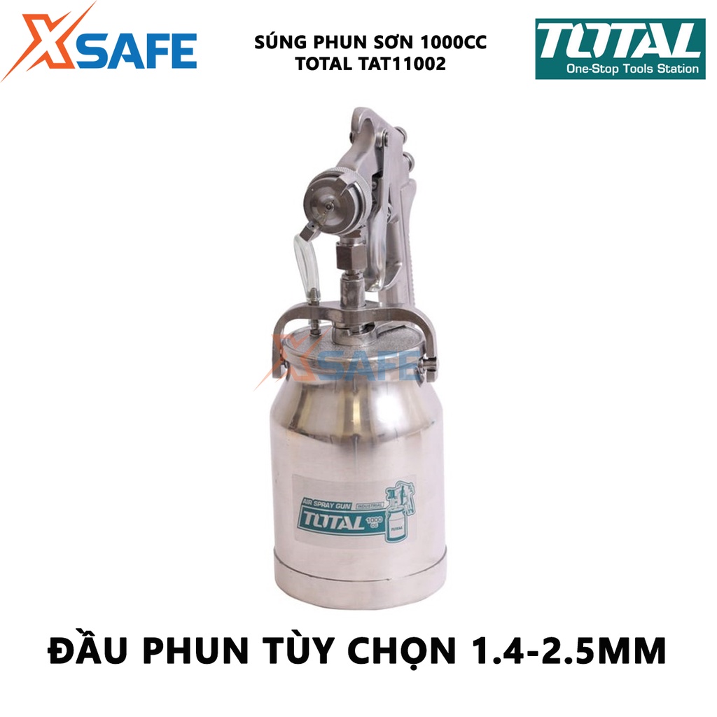 Súng phun sơn Total TAT11002 máy phun sơn cầm tay Đầu vòi 1.5mm, vỏ ngoài chắc chắn, chống va đập tốt - Chính hãng