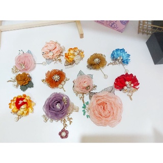 Hoa cài áo Hồng Trắng Trai Đỏ, cài áo handmade,