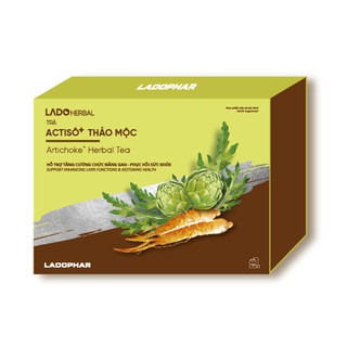LadoHerbal Trà Actiso + Thảo Mộc Ladophar - Hộp 100 túi lọc x 2g