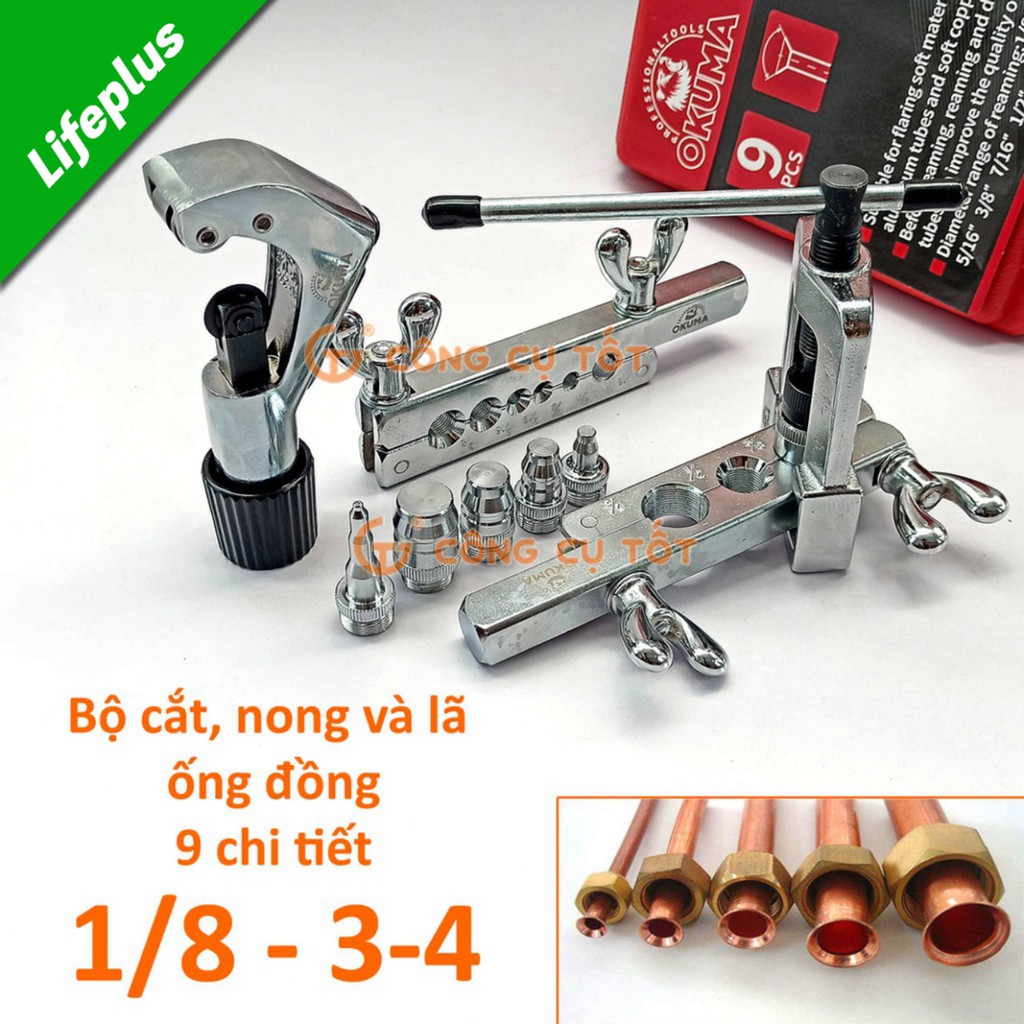 Bộ lã và nong ống đồng OKUMA 8 cỡ 1/8-3/4 - Bộ loe ống đồng Okuma 9 món