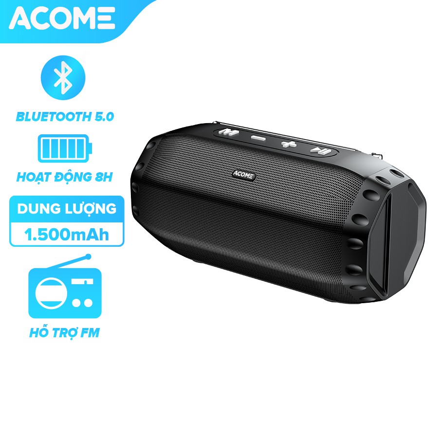 Loa Bluetooth ACOME A3 Công Suất 8W - Hỗ Trợ Kết Nối MicroSD USB Nghe FM - 1500mAh Playtime 8H