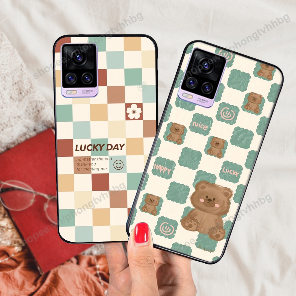 Ốp lưng Vivo V20 in mẫu gấu thể thao , smile mặt cười cực cute