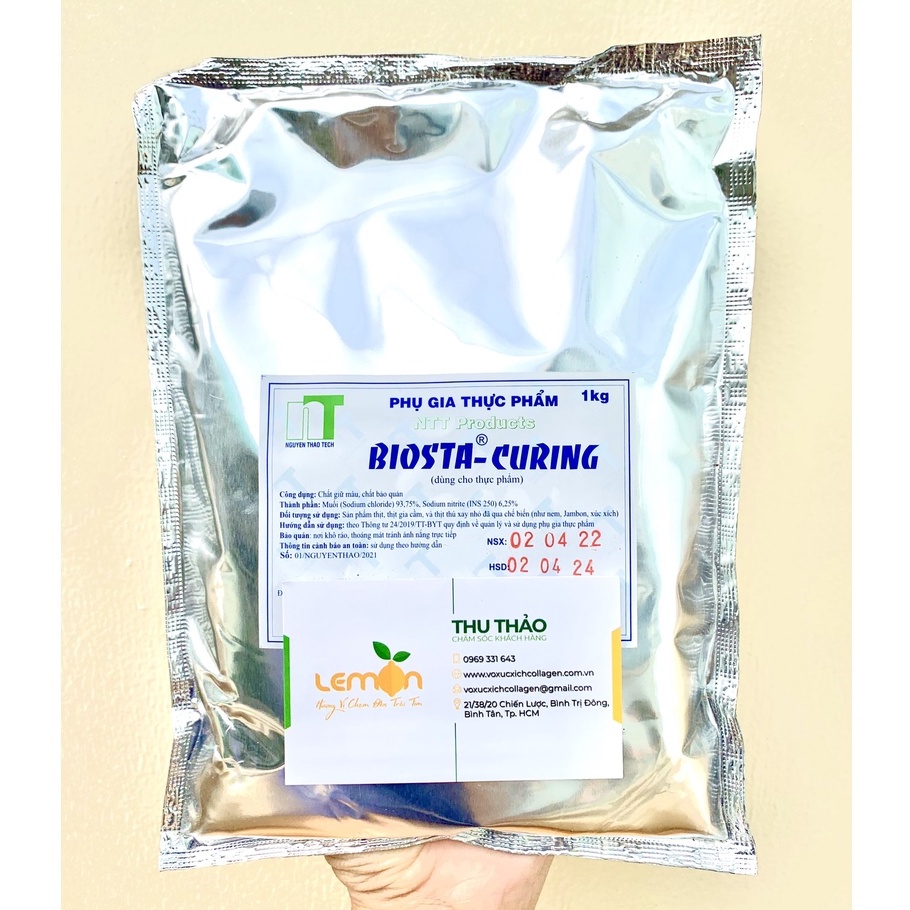 1Kg Muối đỏ BIOSTA-CURING Nguyên Thảo - Tạo màu đỏ hồng cho lạp xưởng, xúc xích, thịt xông khói, jambon, pate