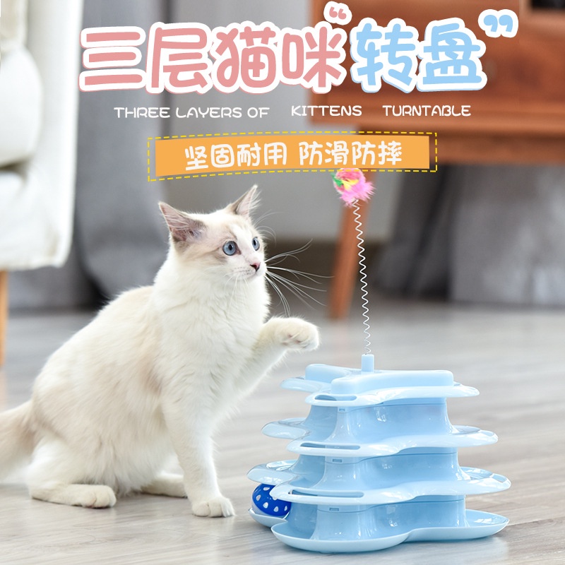 Tháp bóng lăn 4 tầng Taotaopet đồ chơi cho mèo xả stress ở nhà 1 mình giúp mèo thư giãn