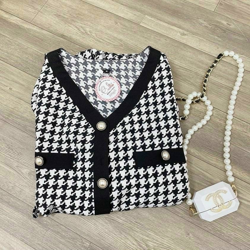 Đầm Bầu Váy Bầu Công Sở Mùa Hè Lịch Sự Xinh Xắn Dáng Suông Họa Tiết Kẻ Zigzag Đi Làm Đi Chơi HD2869 Honey Mommy