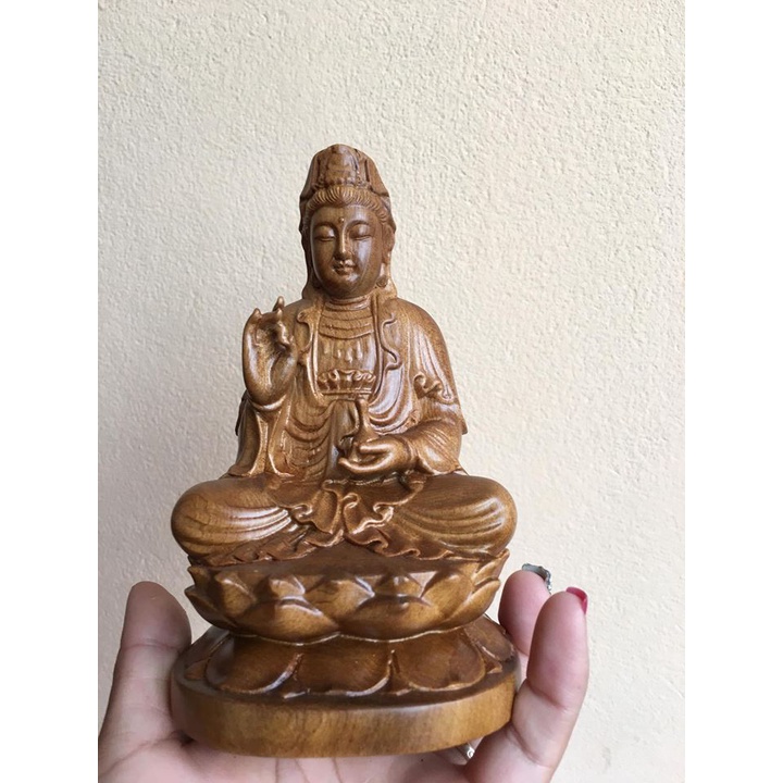 Tượng phật bà quan âm bằng gỗ -TẶNG 1 VÒNG ĐEO TAY