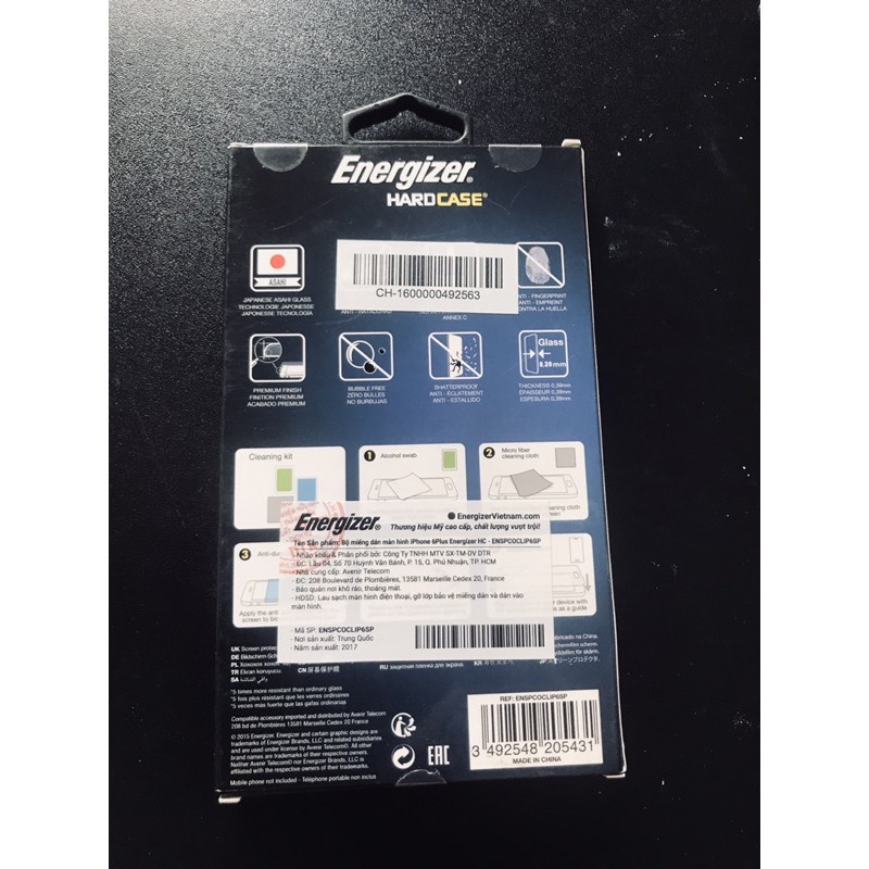 BỘ MIẾNG DÁN MÀN HÌNH CƯỜNG LỰC IPHONE 6PLUS ENERGIZER HC - ENSPCOCLIP6SP