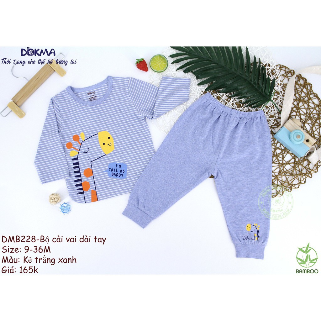 Dokma - Bộ cài vai tay dài bamboo mỏng (9-36m) DMB228
