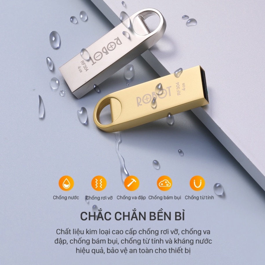 USB lưu trữ 16GB/32GB ROBOT RF316/332 Flash Drive, An toàn khi sử dụng, Thiết kế kim loại, Độ tương thích cao, Siêu nhẹ