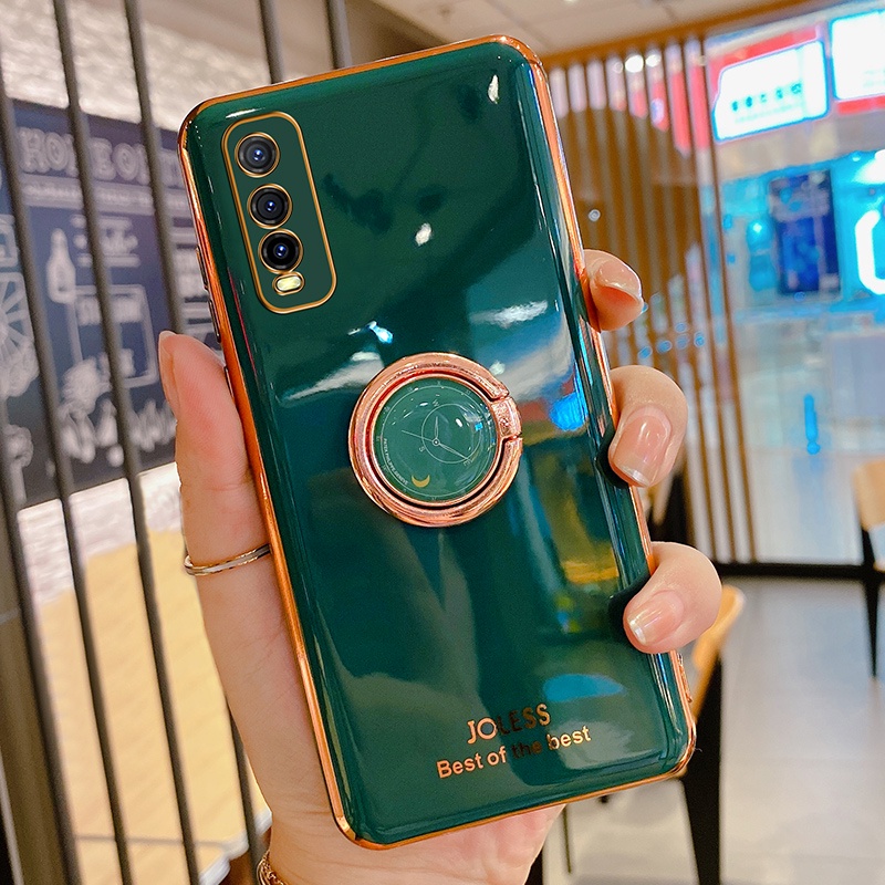 Ốp lưng VIVO Y12S Y12A Y20 Y20i Y20S Y11S case Ốp Điện Thoại Silicon Mềm Mạ Điện Có Vòng Đỡ Cho