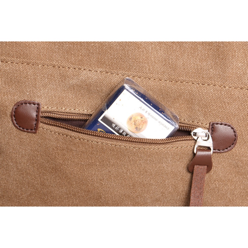 Túi Nam Đeo Chéo Messenger Vải Canvas Chống Thấm Màu Nâu / Xám Vừa Lap 13&quot;3 inch Zachi Shop T57