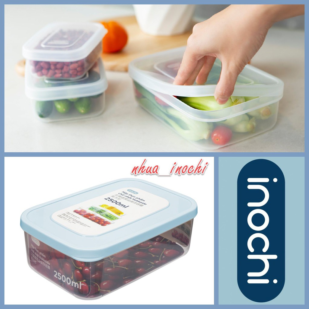 [6 Size] Hộp nhựa đựng thực phẩm chữ nhật Inochi
