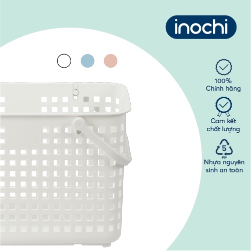 Giỏ xách quai giữa Inochi - Nachi màu Trắng/Hồng/Xanh