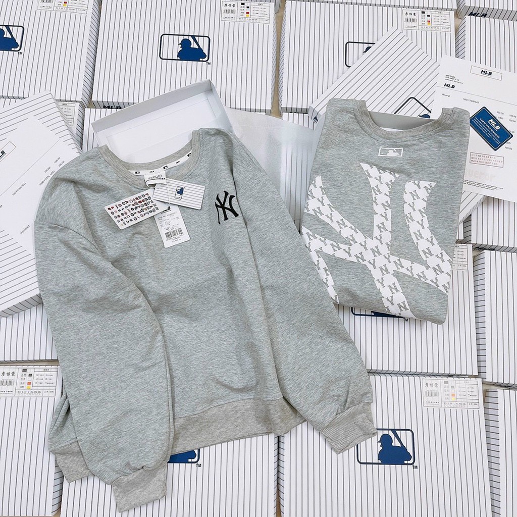 Áo thun dài tay nỉ da cá MLB MONOGRAM BACK BIG LOGO OVERFIT SWEATSHIRT NEW YORK YANKEES UNISEX FREESIZE