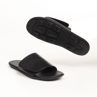 Dép da bò nhập khẩu August Black Slides SL2 lỗi 1 đổi 1