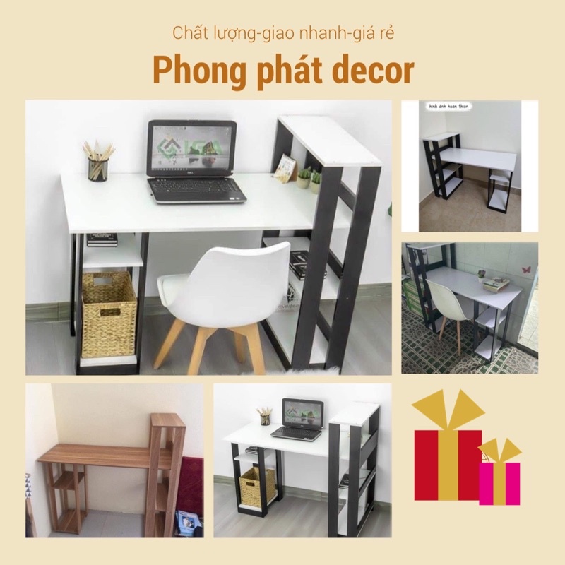 Bàn làm việc , bàn học dáng chữ L kèm giá để sách tiện lợi bàn học thông minh bàn 1m