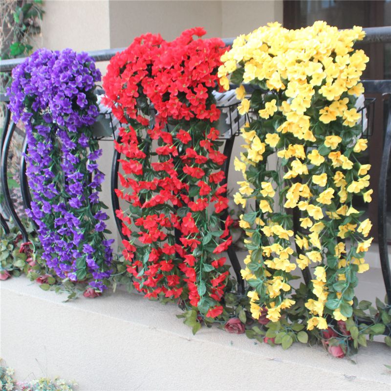 5 cánh hoa violet nhân tạo hoa trang trí mô phỏng treo tường hoa lan nhân tạo hoa trang trí ban công cho tiệc cưới