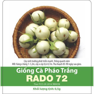 Hạt Giống Cà Pháo Trắng Rado 72 Gói 0,5 g Chất Lượng, Năng Suất Cao