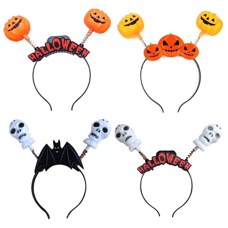 Băng Đô Hóa Trang Halloween Hình Đầu Lâu / Bí Ngô Phát Sáng Dễ Thương