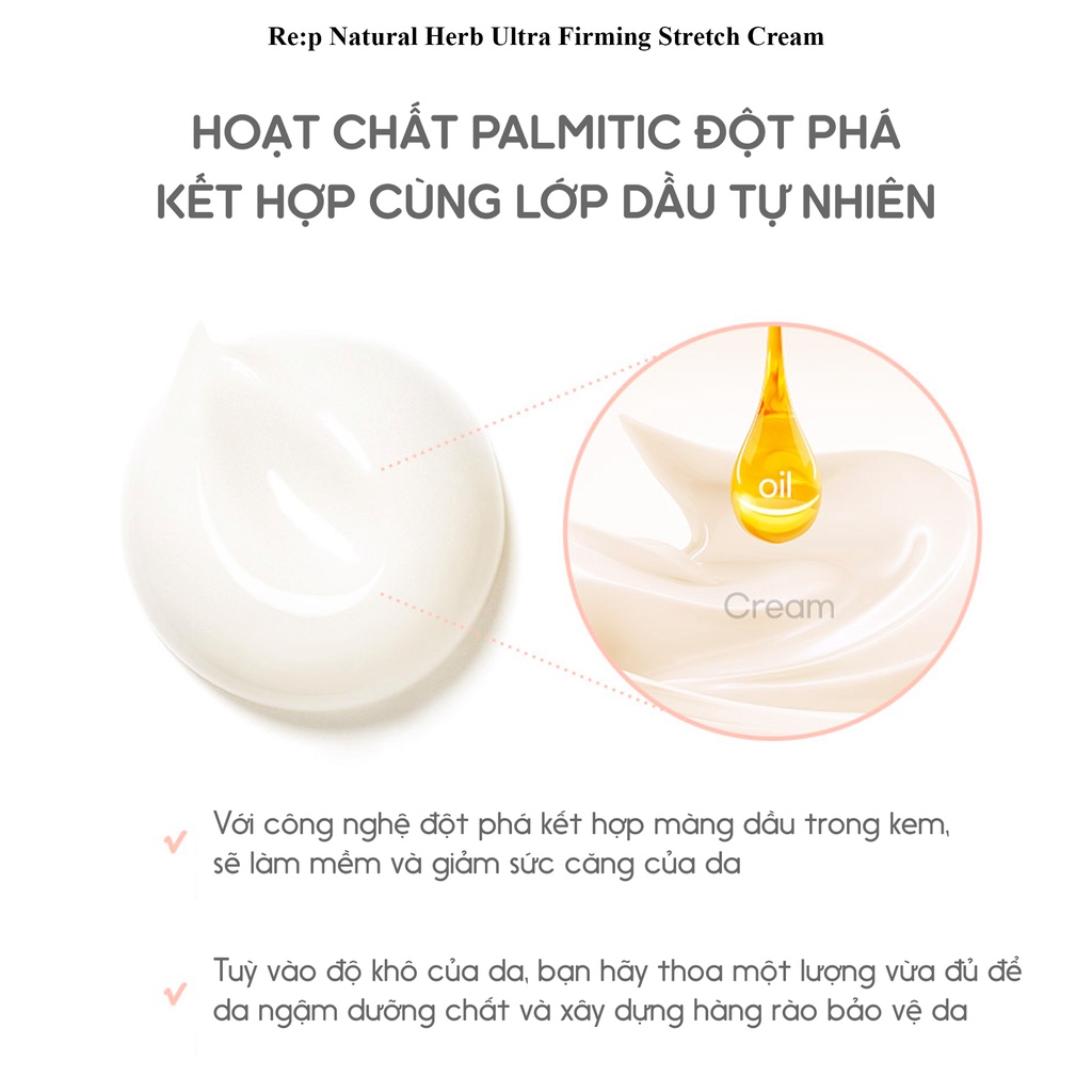 Kem Giảm Rạn Da, Mờ Sẹo Re:p Natural Herb Ultra Firming Stretch Cream 200ml