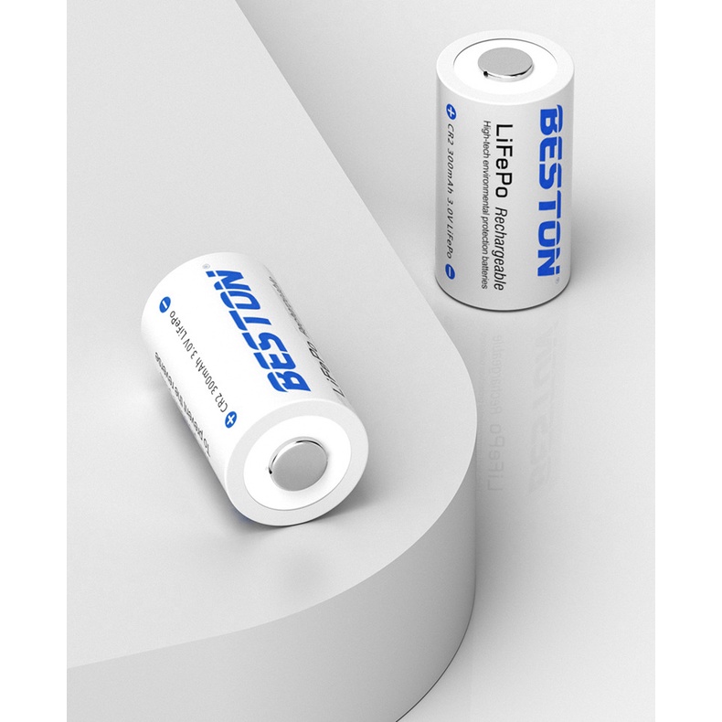 Vỉ 02 Pin Sạc CR2 Beston 300mAh dùng cho máy ảnh, máy đo khoảng cách, gậy chơi gold, ống nhòm (hàng chính hãng)