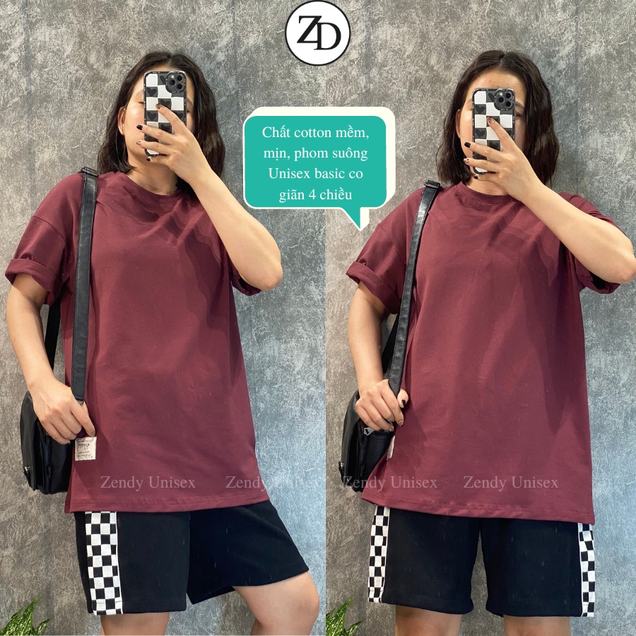 Áo thun Zendy Unisex Basic phông trơn nam nữ tay lỡ Freesize form rộng full màu - A01