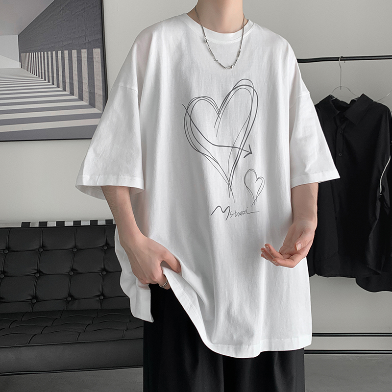 Áo Thun Nam Tay Ngắn In Hình Trái Tim Thời Trang