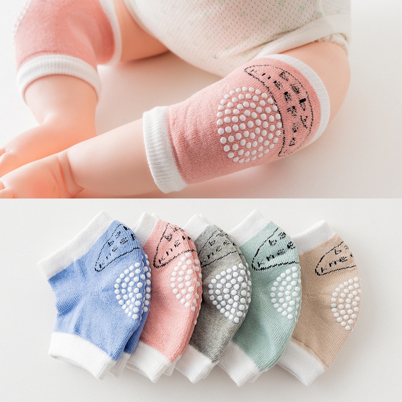 Đệm bảo vệ đầu gối chống trượt bằng cotton phối lưới thoáng khí cho bé tập bò 0-24 tháng tuổi