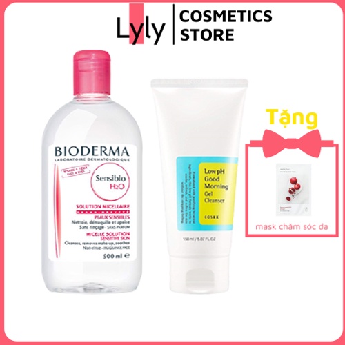 Bộ Chăm Sóc Da Mụn : Tẩy Trang Bioderma +Sữa rửa mặt Cosrx