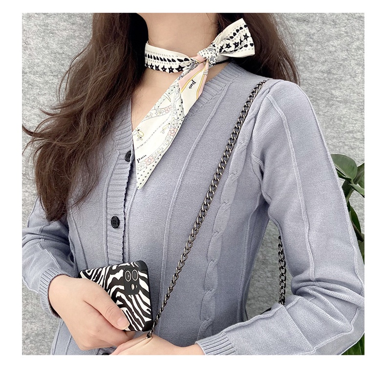 Khăn Choàng Lụa Hai Mặt In Họa Tiết Phong Cách Hàn Quốc Dùng Cho Trang Trí