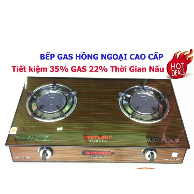 Bếp gas đôi mặt kính hồng Ngoại WATASHI